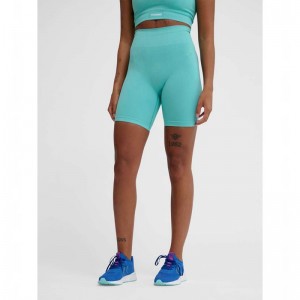 Hummel Alive Seamless High Waist Shorts Dame Blå | 796917-868