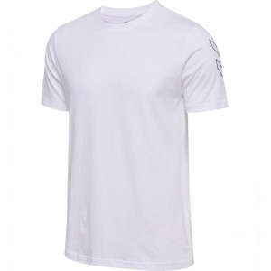 Hummel Elemental Chevron Cotton T-skjorte Herre Hvite | 880428-944