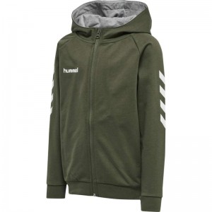 Hummel Go Cotton Zip Hettegenser Barn Grønn | 644407-405