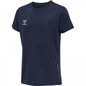 Hummel Move Grid Cotton S/S Kid T-skjorte Barn Marineblå | 027174-819