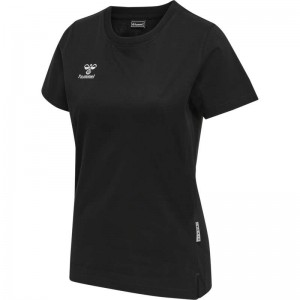 Hummel Move Grid Cotton S/S Wom T-skjorte Dame Svarte | 408087-138