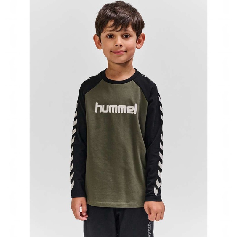 Hummel Boys L/S T-skjorte Barn Olivengrønne | 253886-355