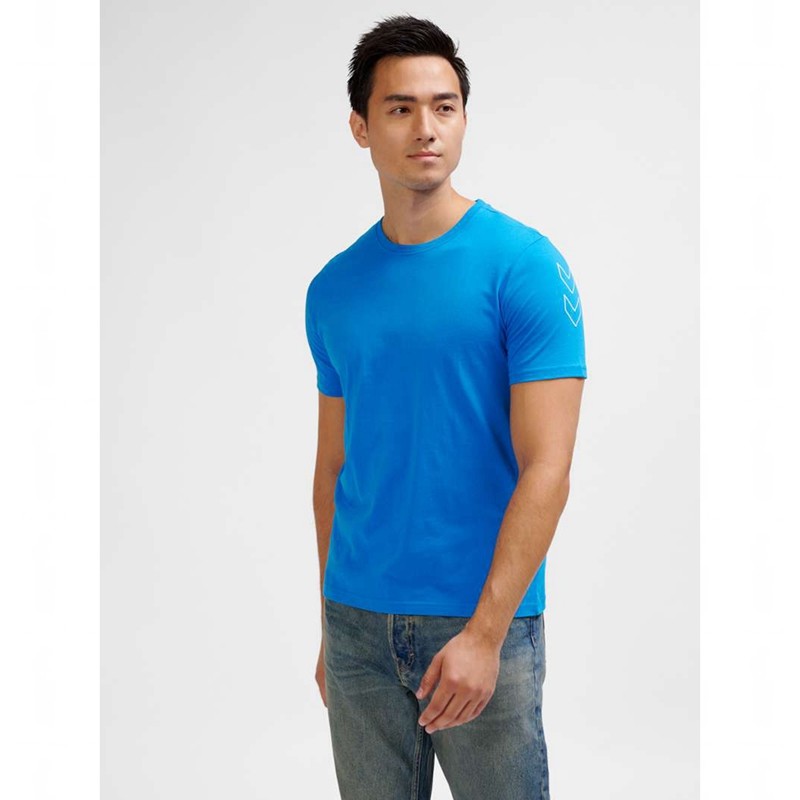 Hummel Elemental Chevron Cotton T-skjorte Herre Blå | 843316-365