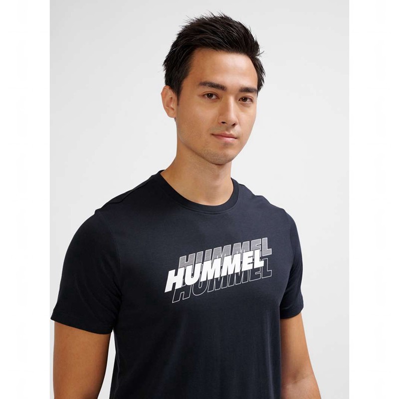 Hummel Graphic Triple Logo Cotton T-skjorte Herre Svarte | 135989-960