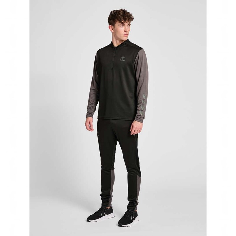 Hummel Ongrid 1/2 Zip Poly Sweat Gensere Herre Svarte | 838560-043