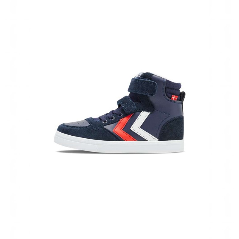 Hummel Slimmer Stadil Leather High Jr Sneakers Barn Marineblå | 290795-929