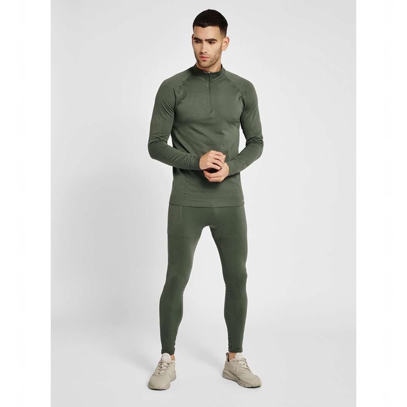 Hummel Stroke Seamless Half Zip Basislag Herre Grønn | 190769-411