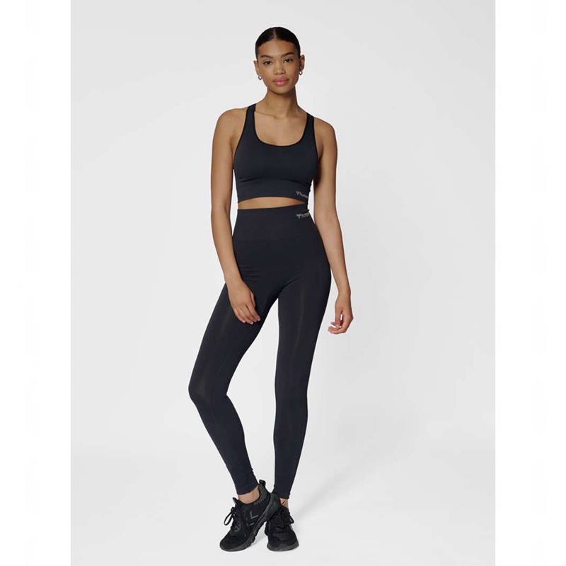 Hummel Tif Seamless High Waist Tights Dame Svarte | 457541-565