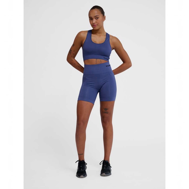 Hummel Tif Seamless Shorts Dame Blå | 233831-386