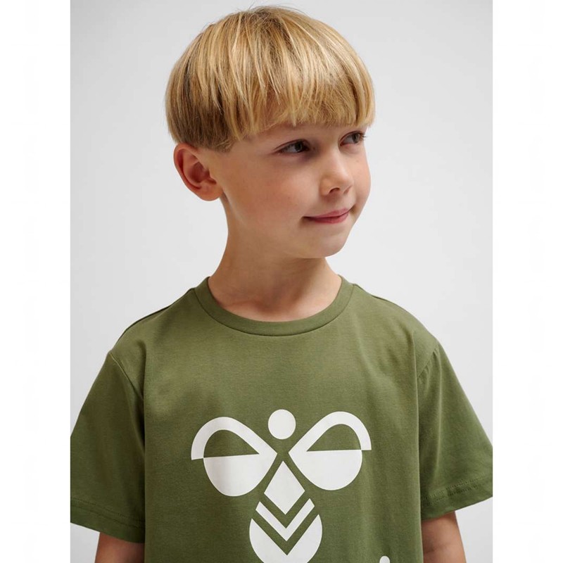 Hummel Tres S/S T-skjorte Barn Olivengrønne | 509120-422