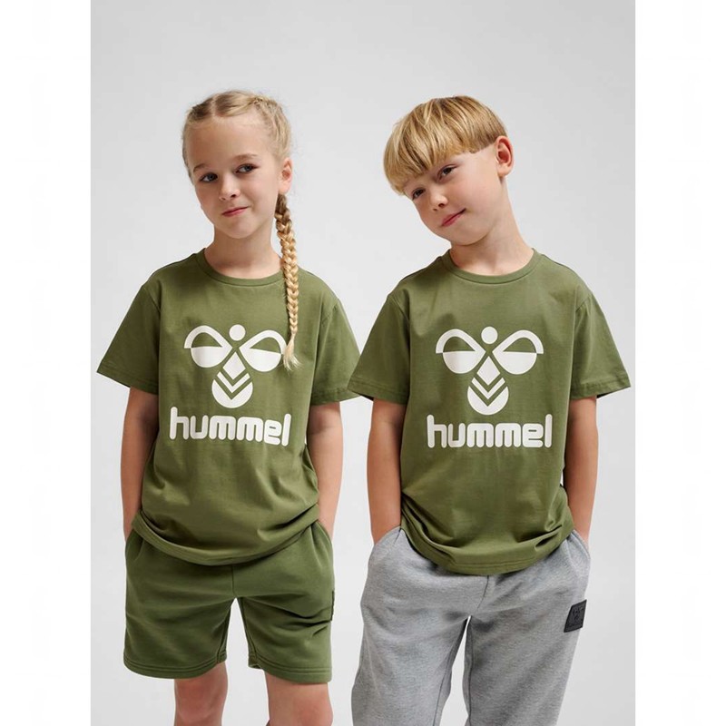 Hummel Tres S/S T-skjorte Barn Olivengrønne | 509120-422